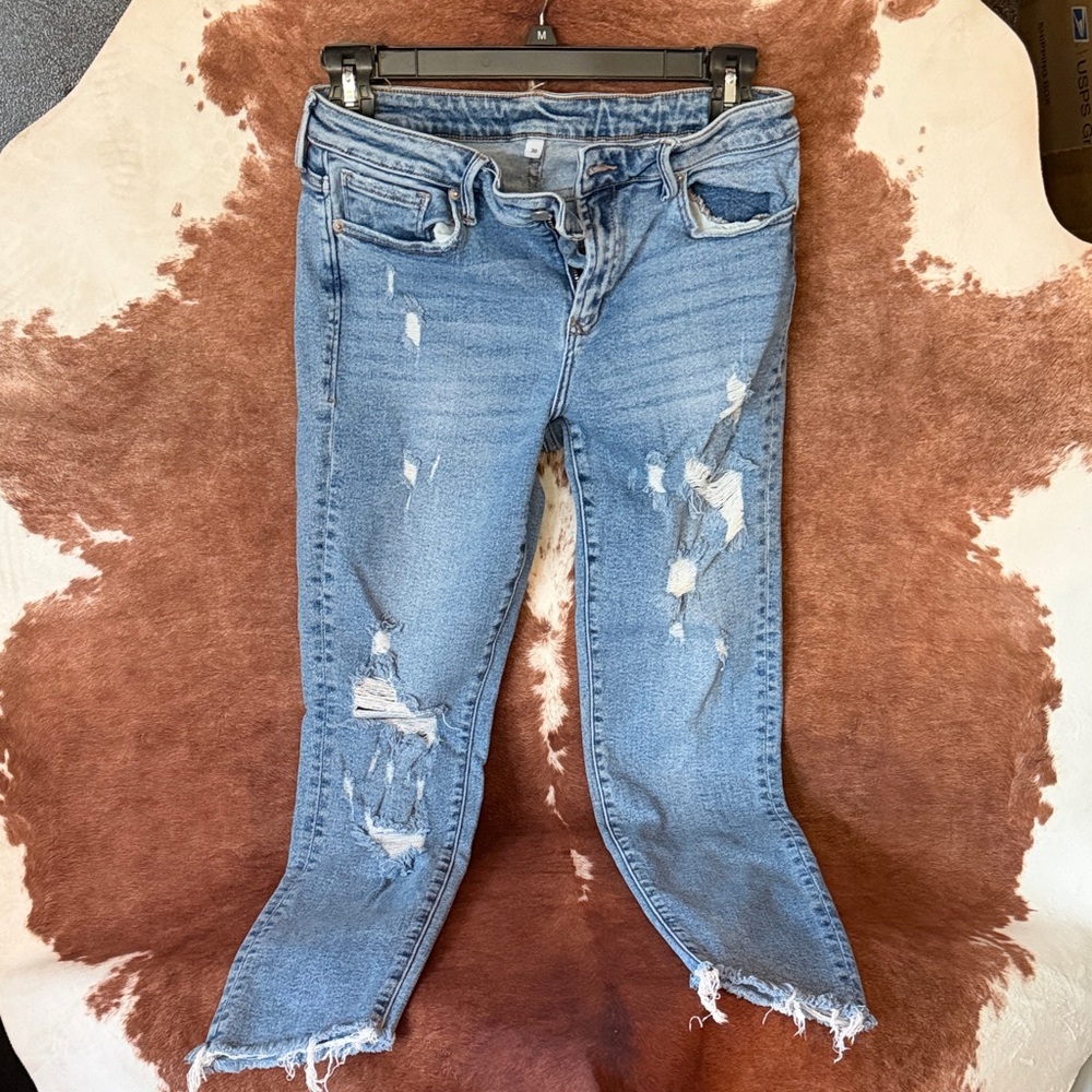 Dear John Light Blue Distressed Ankle Jeans